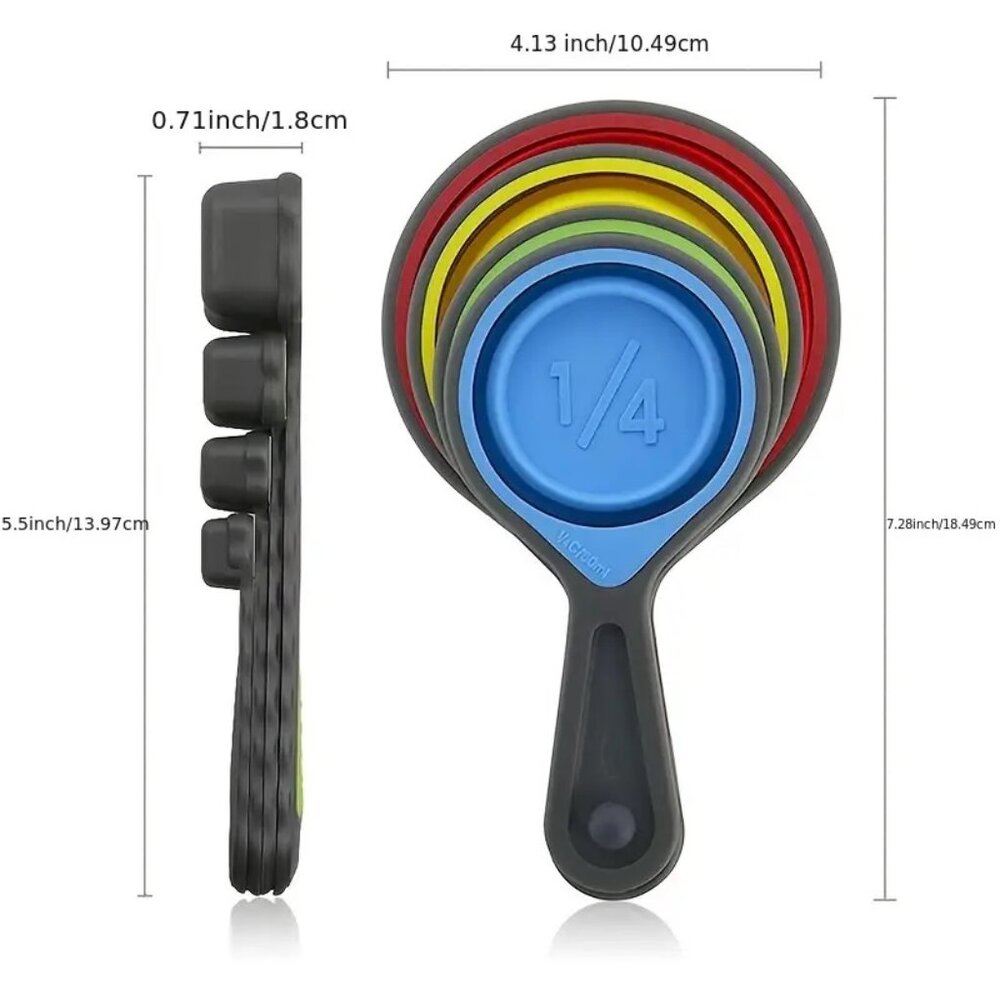 New 9pcs/set Measuring Cups And Spoons Set - Collapsible Space Saving - Picture 3 of 6